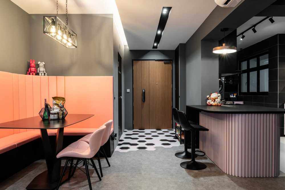 Modern Dining Room with Ceiling Light and Dining Table
