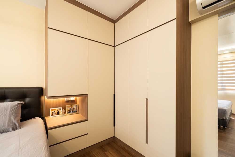 Scandinavian Bedroom with Vinyl Flooring and Wardrobe