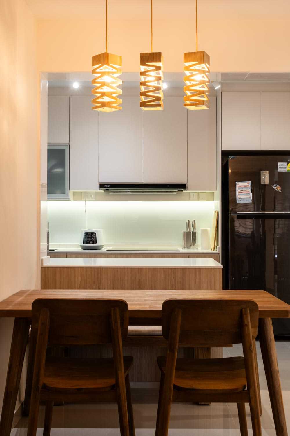 Scandinavian Dining Room with Downlights and Dining Table