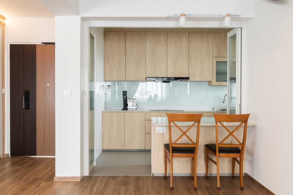 Scandinavian Kitchen with Kitchen Window and Kitchen Island