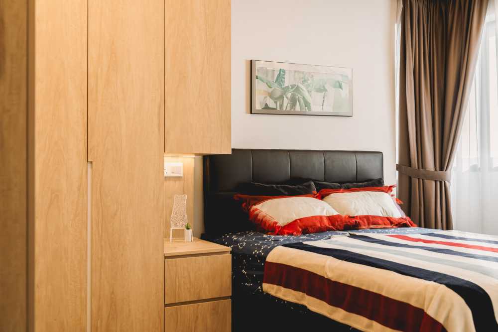 Scandinavian Bedroom with Wardrobe and Closet