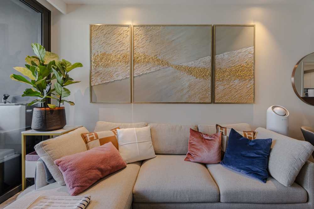 Modern Living Room with Ceiling Light and Sofa