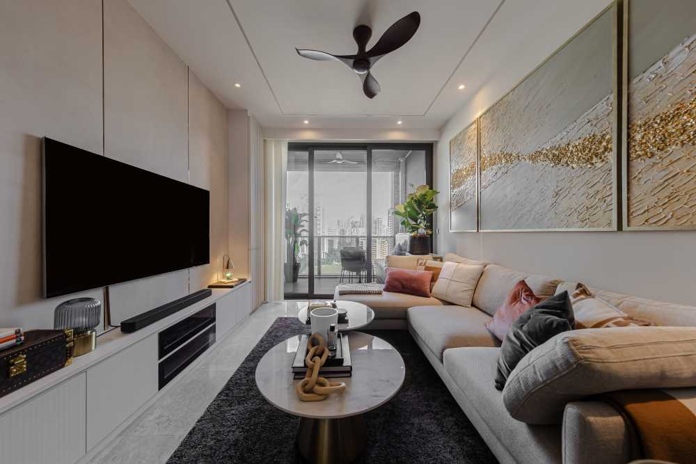 Modern Living Room with TV Console and Sofa
