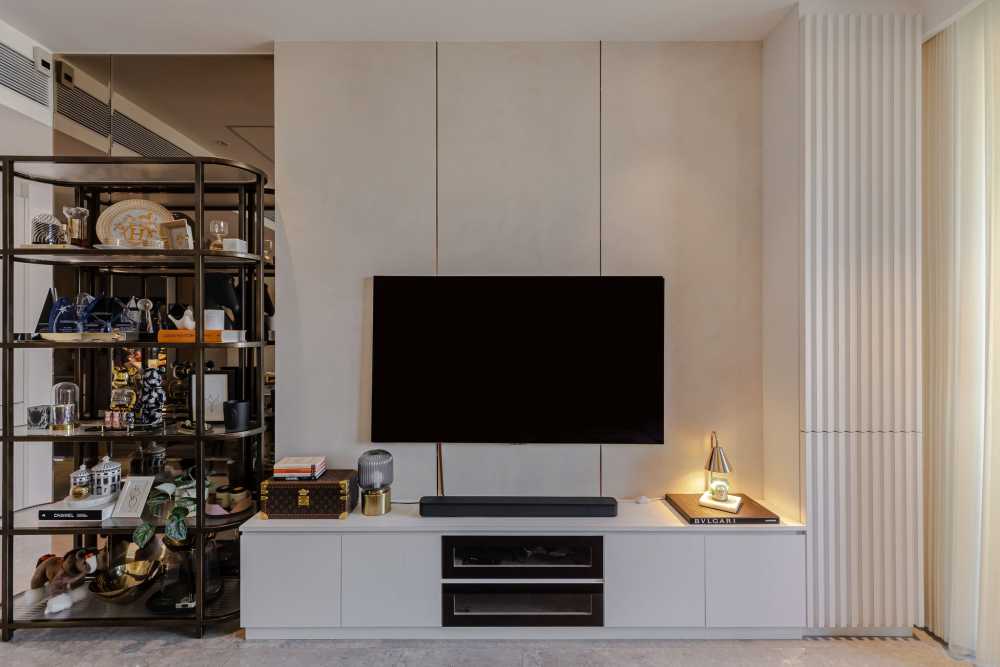 Modern Living Room with TV Console and TV