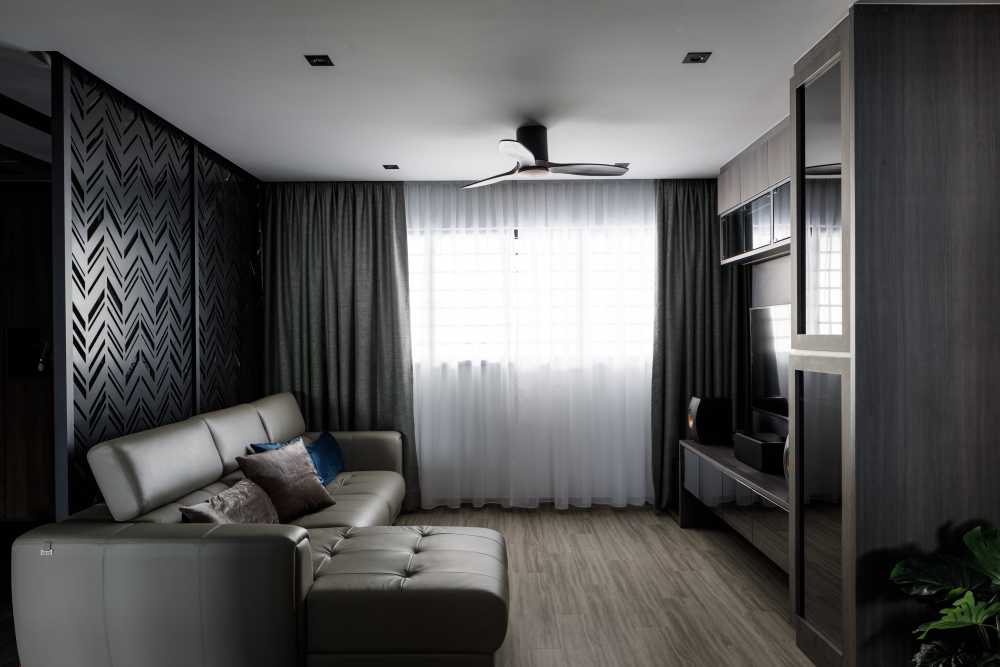 Contemporary Living Room with TV Console and Feature Wall