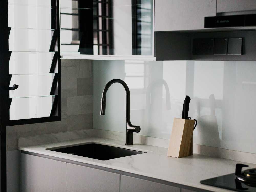 Minimalist Kitchen with Countertop and Kitchen Window