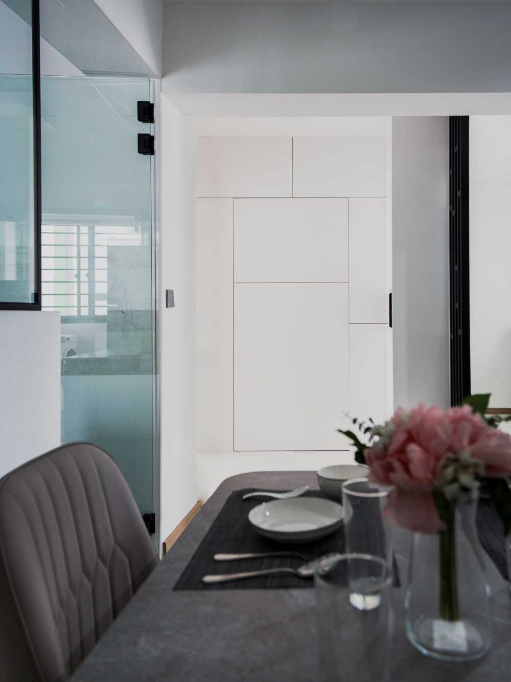 Minimalist Dining Room with Dining Table and Tableware