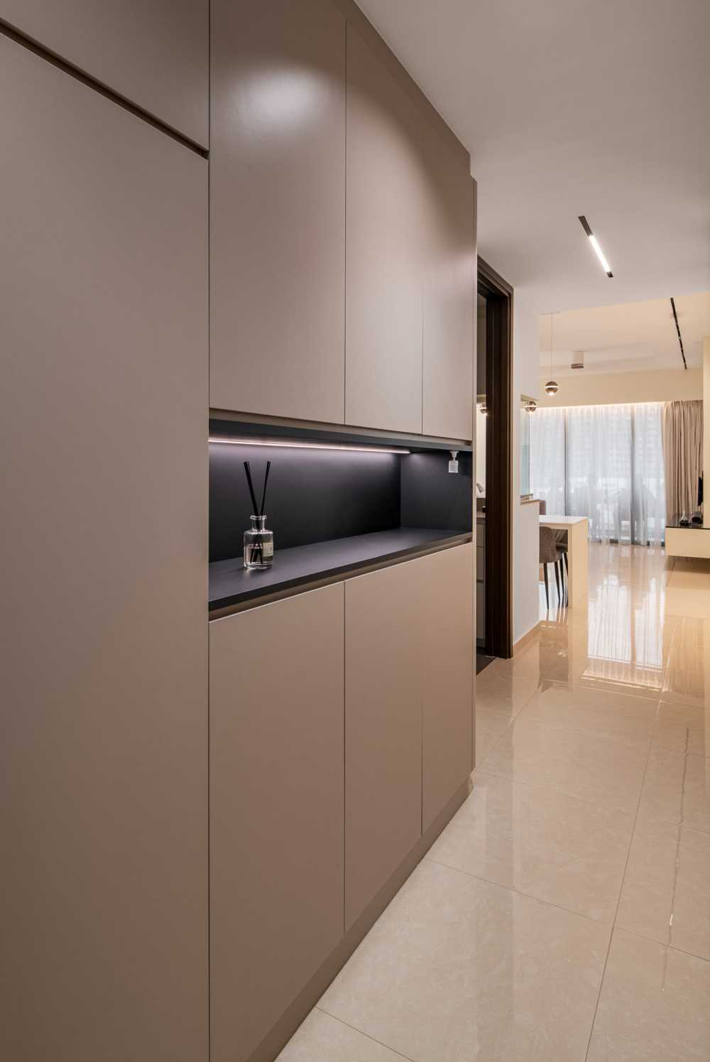 Contemporary Foyer with Storage Cabinets and Shoe Cabinets