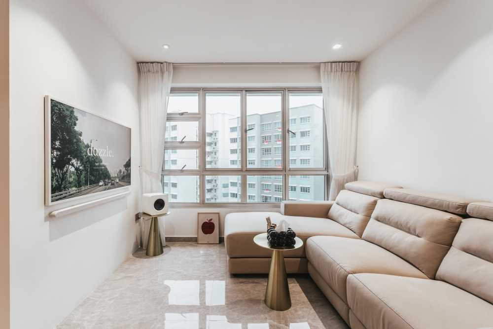 Modern Living Room with TV Console and Feature Wall