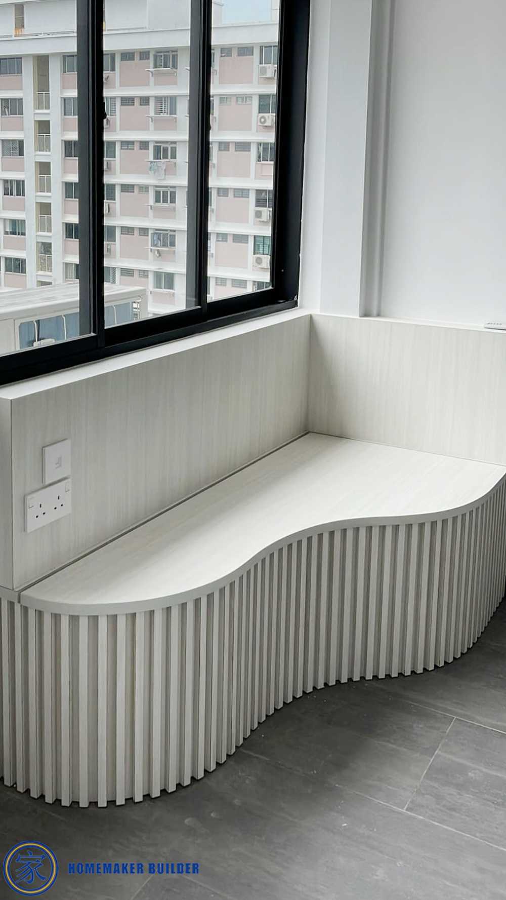 Minimalist Living Room with Settee and Window Seat