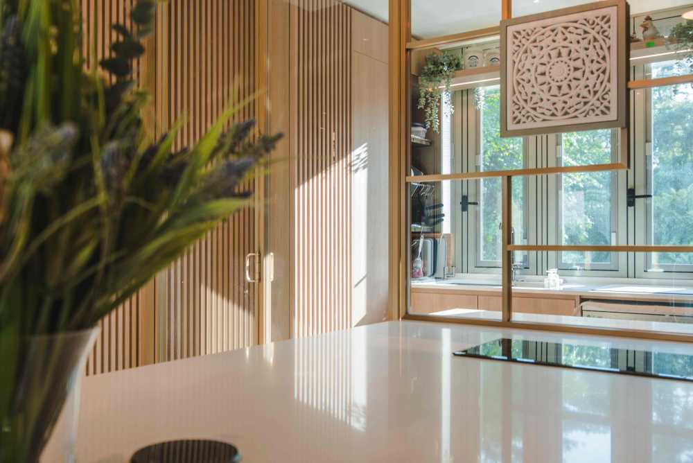 Contemporary Kitchen with Countertop and Kitchen Window