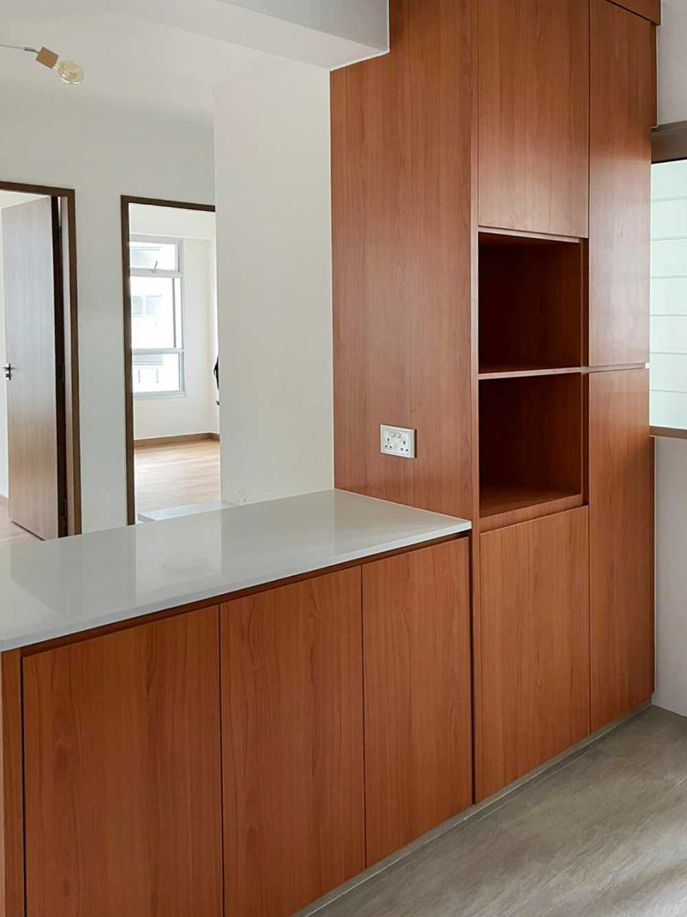 Scandinavian Kitchen with Countertop and Kitchen Window