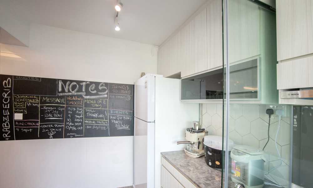 Scandinavian Kitchen with Countertop and Cupboard