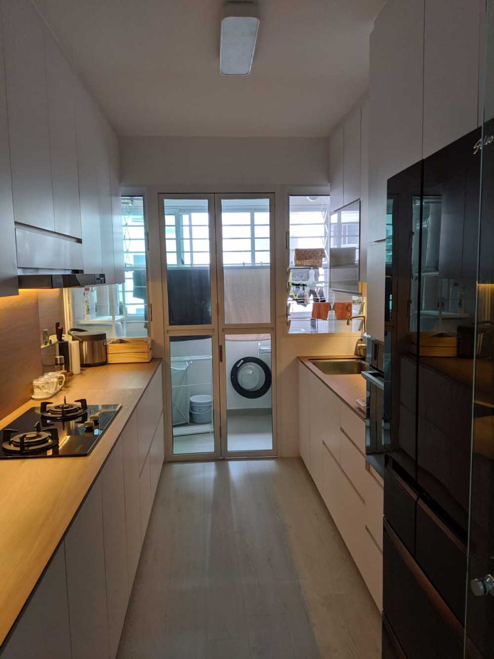 Scandinavian Kitchen with Countertop and Vinyl Flooring