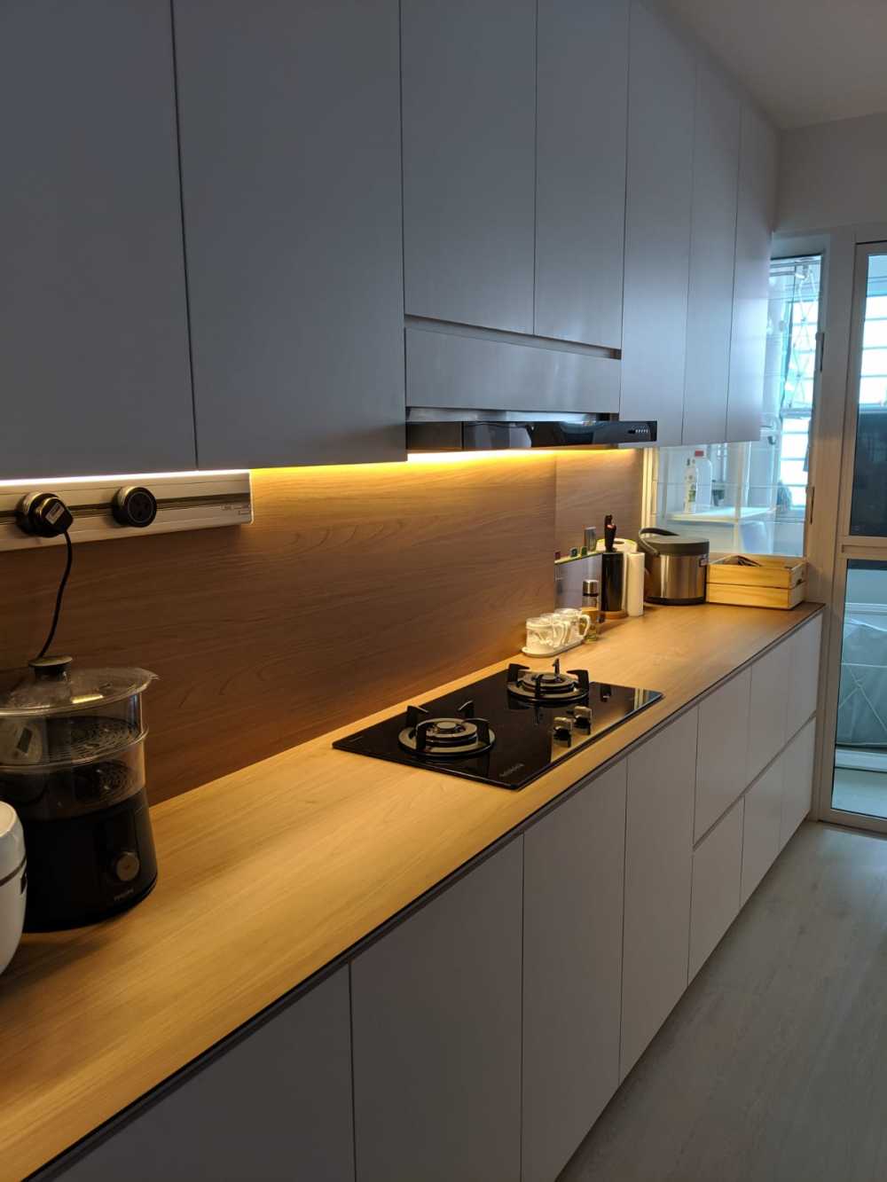 Scandinavian Kitchen with Countertop and Vinyl Flooring