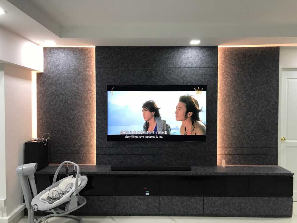 Modern Living Room with TV Console and Feature Wall