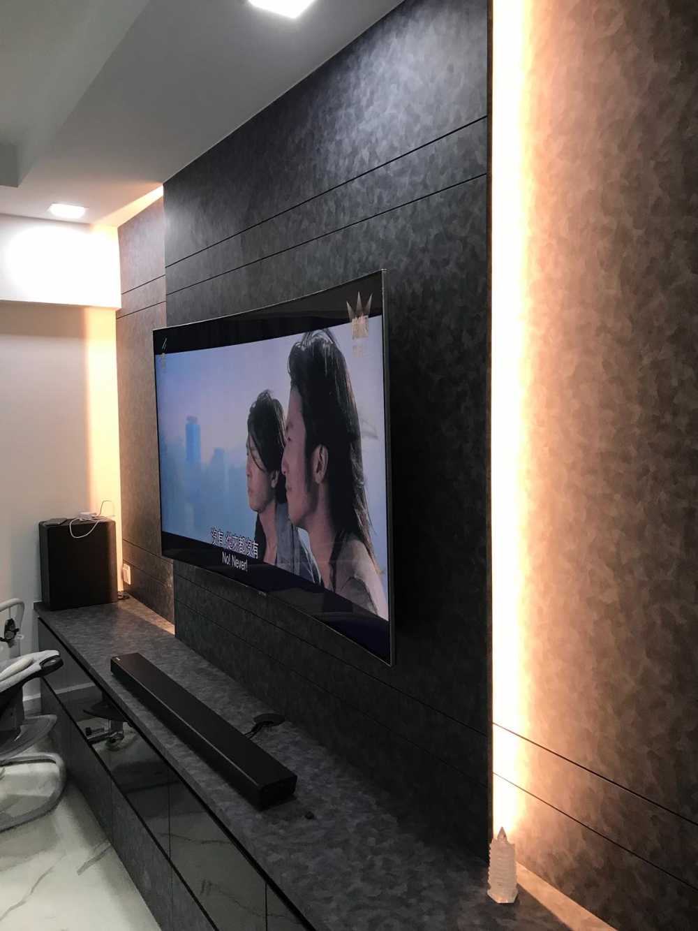 Modern Living Room with TV Console and Feature Wall