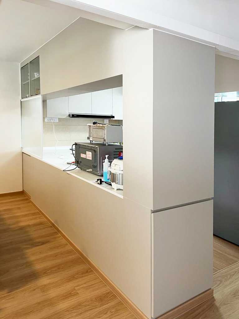 Scandinavian Kitchen with Countertop and Vinyl Flooring