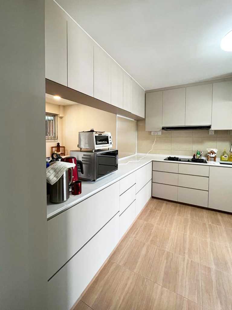Scandinavian Kitchen with Countertop and Vinyl Flooring