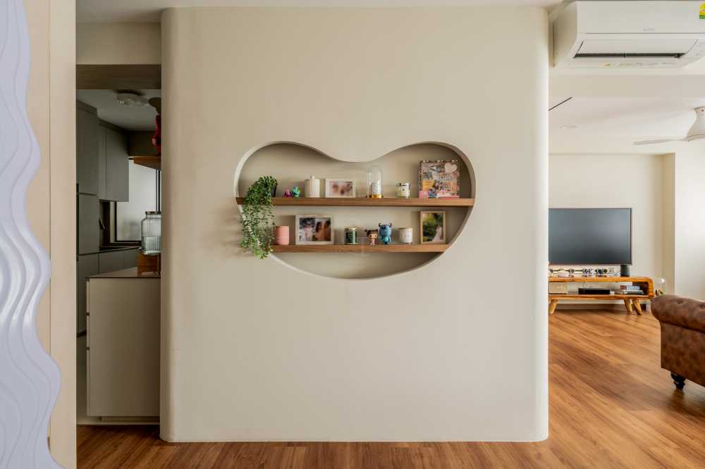 Modern Living Room with Feature Wall and Drop Light