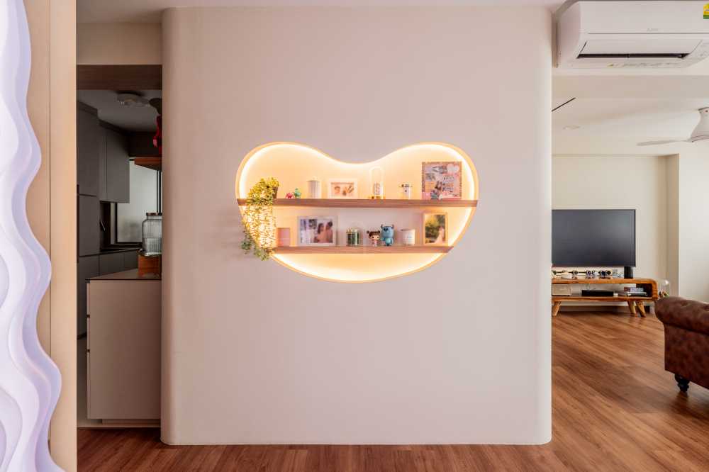 Modern Living Room with Feature Wall and Ceiling Light