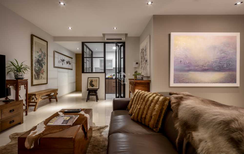 Modern Living Room with Sofa and Paintings