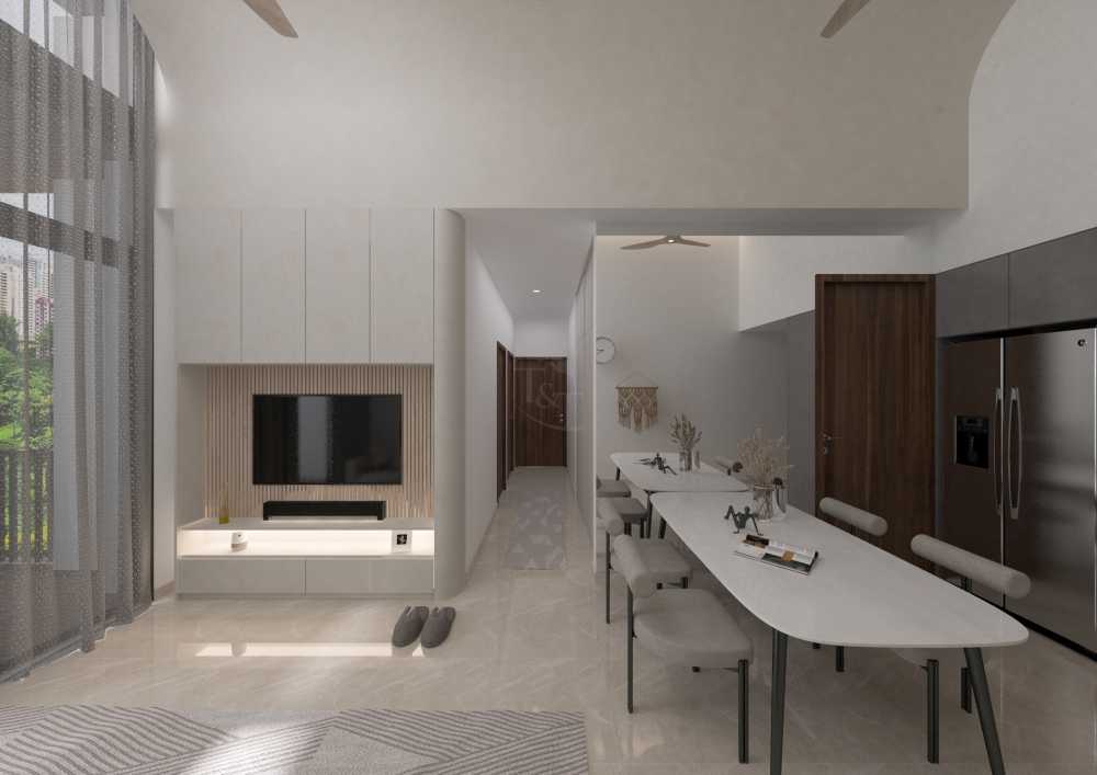 Modern Living Room with TV Console and Feature Wall