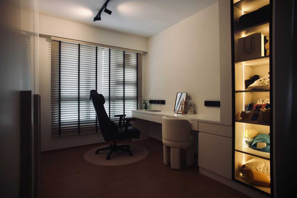 Contemporary Home Office with Desk and Desk Chairs