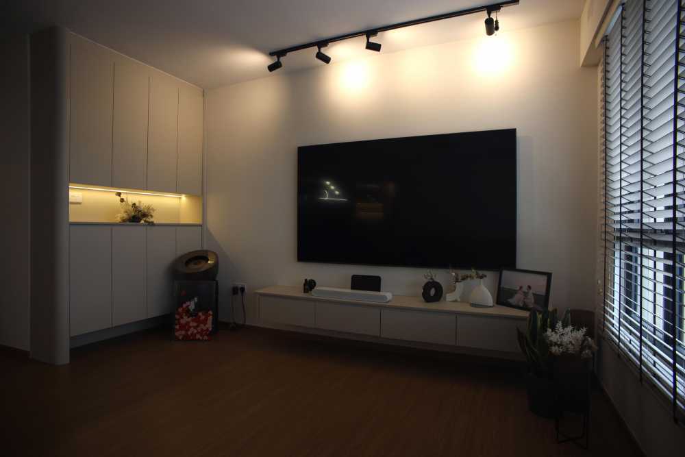 Contemporary Living Room with Vinyl Flooring and TV