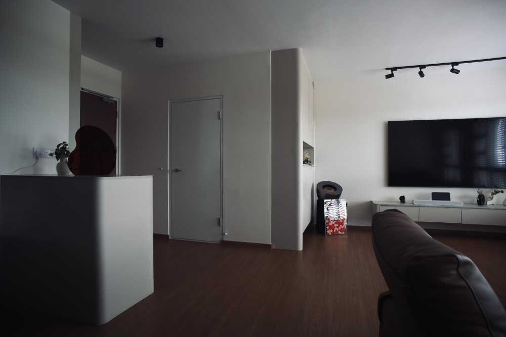 Contemporary Living Room with Vinyl Flooring and TV Console