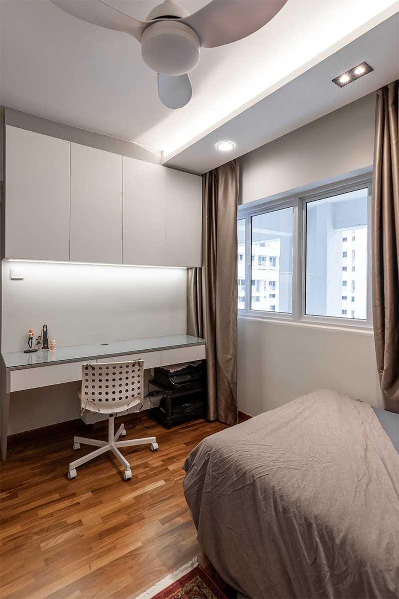 Modern Study with Bookshelf and Cove Lighting