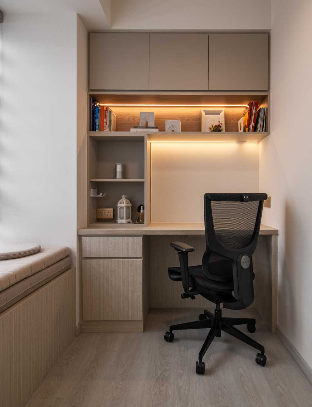 Contemporary Study with Bookshelf and Storage Cabinets