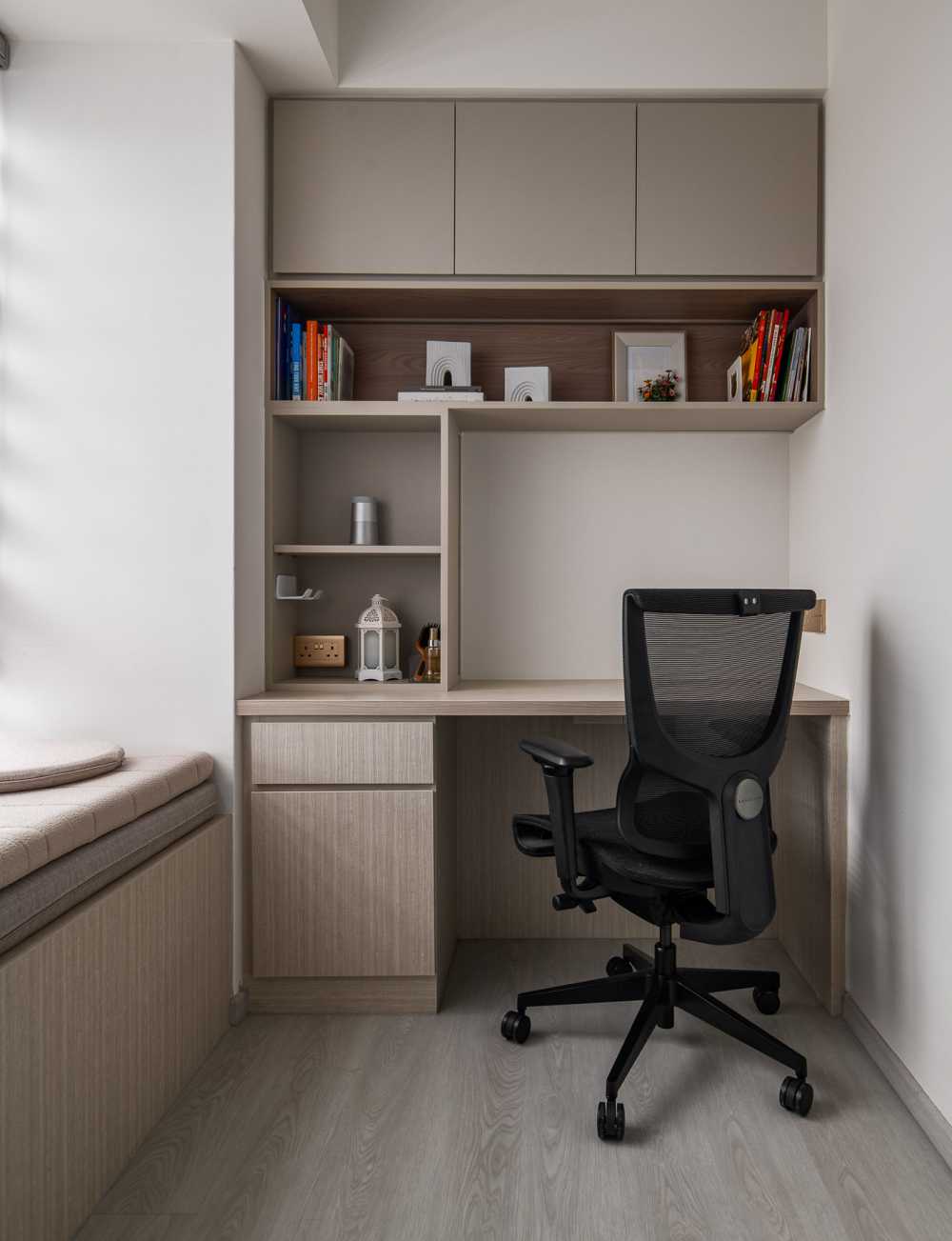 Contemporary Study with Bookshelf and Storage Cabinets
