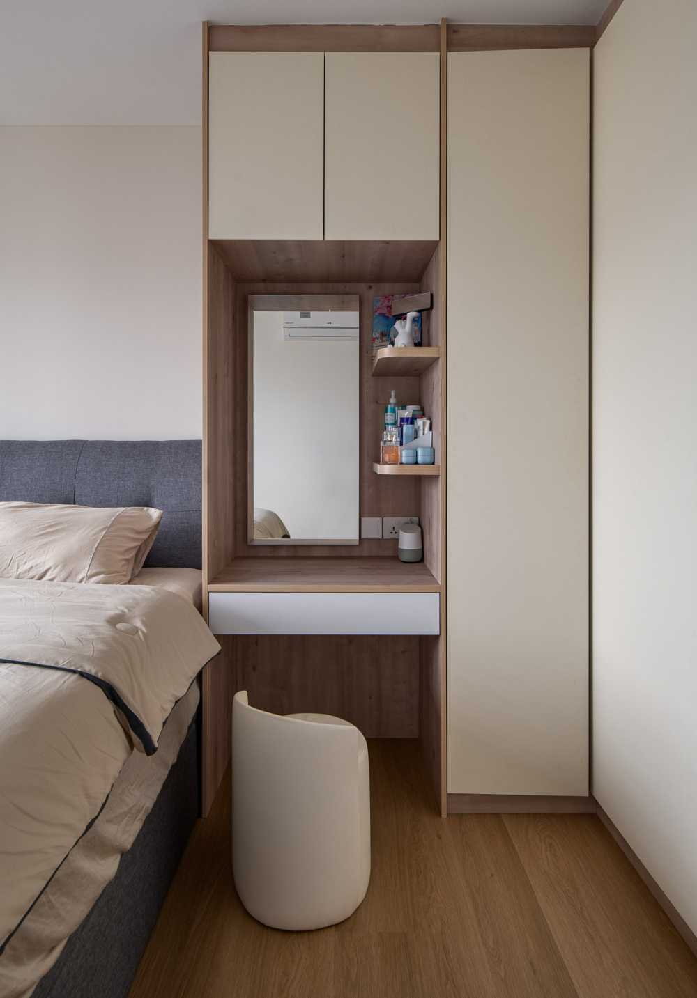 Scandinavian Bedroom with Wardrobe and Bedroom Dresser