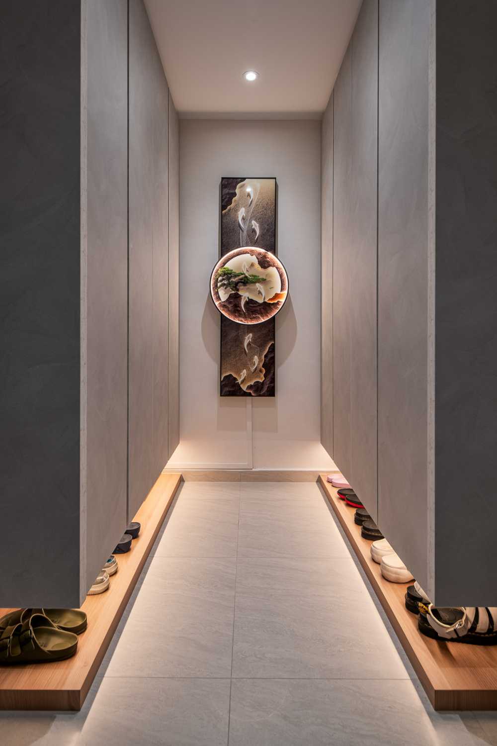 Contemporary Entryway with Shoe Rack and Shoe Cabinets