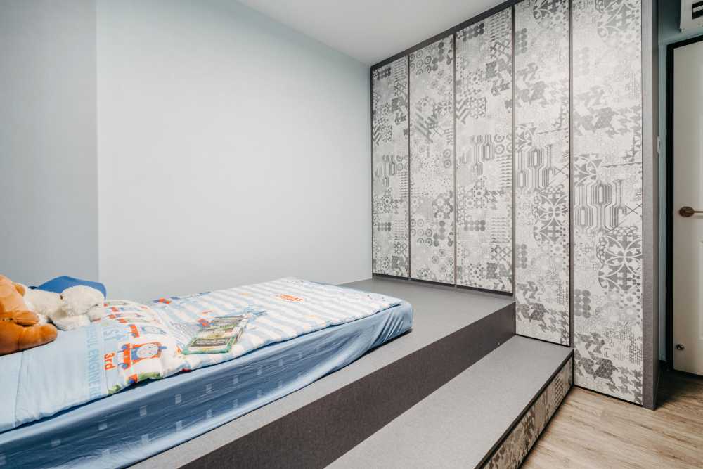Contemporary Bedroom with Platform Bed and Storage Cabinets