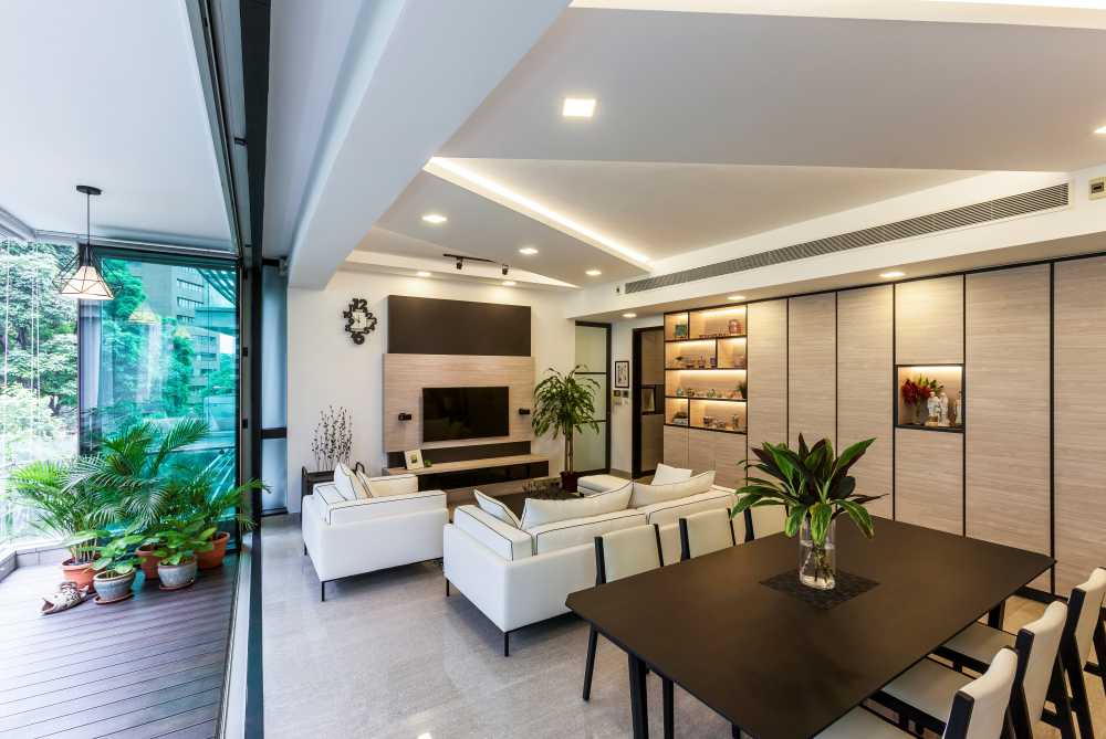 Modern Living Room with TV Console and Storage Cabinets