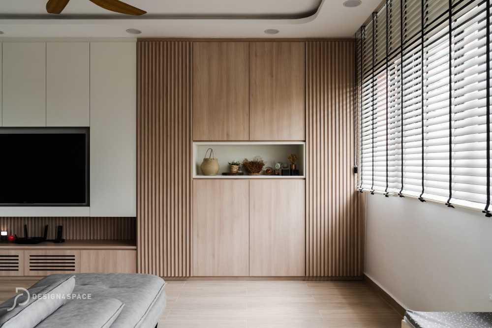Modern Living Room with TV Console and Feature Wall
