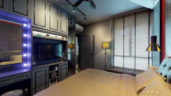 Contemporary Bedroom with Cove Lighting and Window Seat