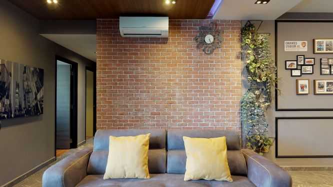 Contemporary Living Room with Feature Wall and Sofa