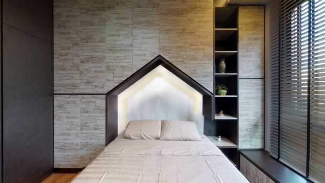 Contemporary Bedroom with Roller Blinds and Children's Storage