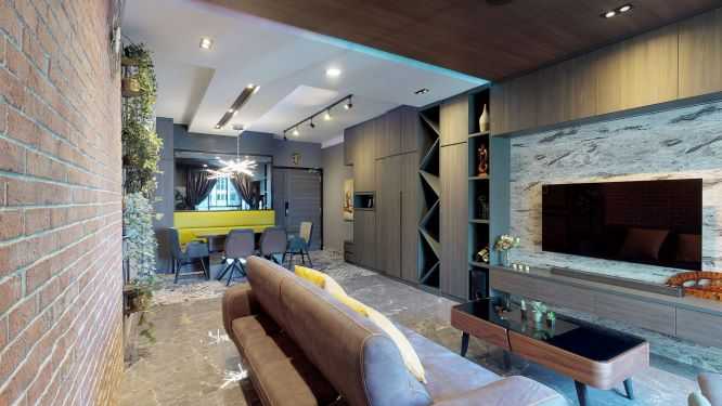 Contemporary Living Room with Settee and TV Console
