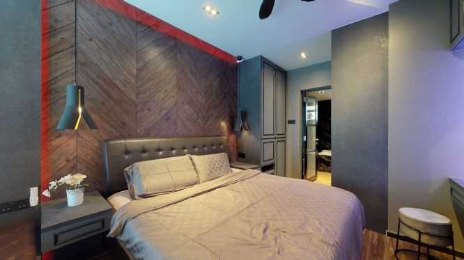 Contemporary Bedroom with Feature Wall and Cove Lighting