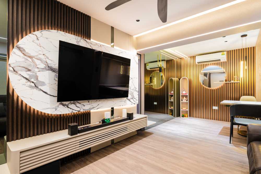 Modern Living Room with Feature Wall and Sofa