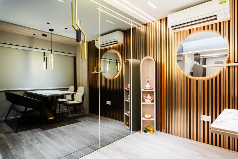 Modern Dining Room with Ceiling Light and Dining Table