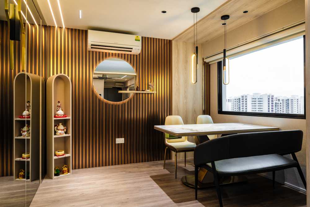 Modern Dining Room with Ceiling Light and Dining Table