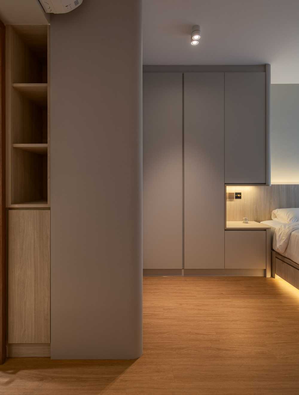 Scandinavian Bedroom with Platform Bed and Wardrobe