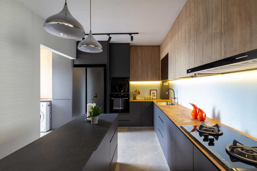 Industrial Kitchen with Kitchen Accessories and Flooring