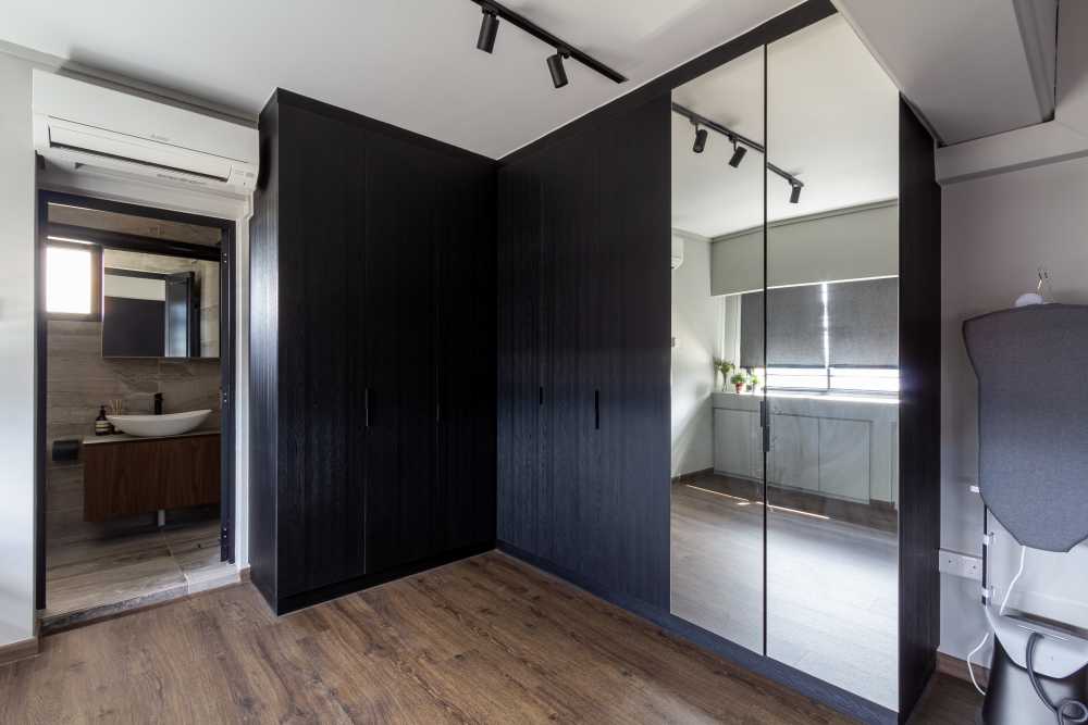 Industrial Bedroom with Closet and Bedroom Dresser