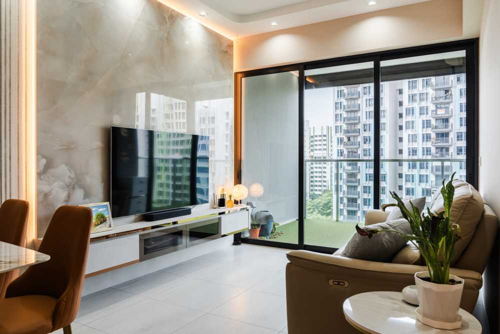 Modern Living Room with Feature Wall and Sofa